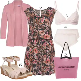 Svatovski gost Outfit sa Pink/Bež/Ljubičasta Nekategorizirano/Kratke hlače velike veličine/Bluza Veći Broj/Hlača Velika Veličina/Tunika Lascana "Zimski outfit"