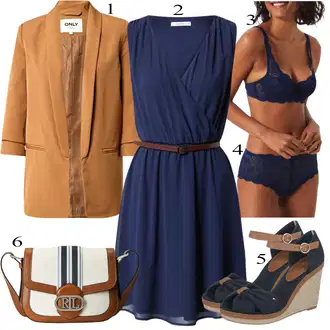 Outfit s Modrá/Tmavě modrá Brazilské Kalhotky/Spodní Kalhotky/Průsvitná kalhotka/Tanga/Klasické Kalhotky TRIUMPH "Letní Outfit"