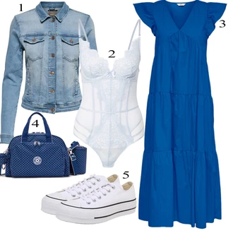 krajkou Outfit s Světle modrá Korselet/Krajkový Body/Krajková podprsenka/Body s Kosticí/Průhledný body/Tělo bez kostic/Korzet/Síťovaný body about you x hunkemöller "Ležérní Outfits"