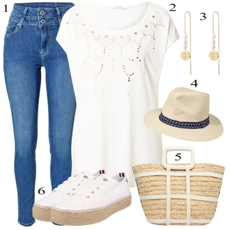 Outfit s Modrá/Světle modrá Kožená bunda/Termální Džíny/Zimní bunda/High Waist Džínové Kalhoty/Push up Džín/Kožená Pánská Bund/Kožené Boty Pepe Jeans "Letní Outfit"