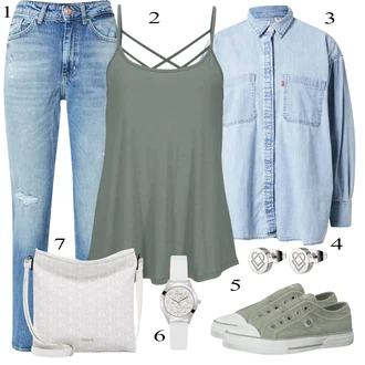 outfit mit Srebrna/Bela Ušesna sponka/Kratko Liebeskind Berlin "Poletna oblačila"