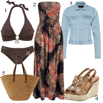 Outfit s Hnědá/Vínová/Tmavě hnědá/Šedá Vintage Bikiny/Bikin/Bikinový set/Ohlávkou/Bikiny s průstřihem S.Oliver "Letní Outfit"