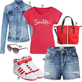 Outfit s Modrá/Světle Modrá Košile Džínový Šortky LTB "Letní Outfit"
