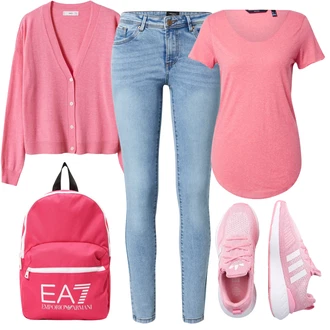 Outfit s Růžová/Béžová/Modrá Teniska Adidas Originals "Přesně pro volný čas"