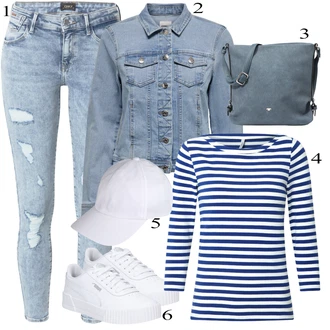 Outfit sa Tamnoplava/Plava Majica s 3/4 rukavima/Majica S Prugama Only "Ljetni outfiti"