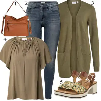 Outfit s Zelená Pletený Oděv/Dlouhá tylová sukně/Svetrové Šaty/Dlouhé Kardigany/Dlouhý Zimní Kabát/Zvonová Kalhoty Vila "Ležérní Outfits"