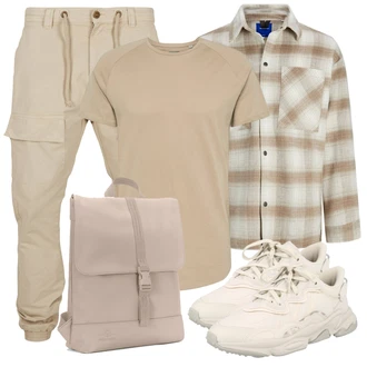 7/8-lang Outfit mit Khaki/Beige CargoHose/Cargo-JoggingHose Urban Classics "Praktischer Look"