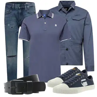 Outfit mit Grau Sneaker G-Star Raw "Praktischer Look"