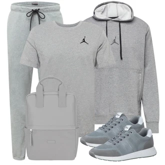 Festival Outfit mit Grau/Dunkelgrau/Hellgrau Bluse Große Größe/Shirt & Top Große Größe/Kurzarm T-Shirt/Ausgefallenes T-shirt/T-Shirt Training/Funktions T-Shirt/Laufschuhe für Männer/Casual T-Shirt Jordan "Praktischer Look"Look: Wasen, Konzert, Pop Konzert, Schule, Party, Bar, Festival