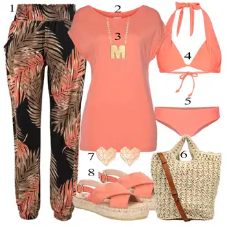 Outfit sa Pink/Narandžasta/Bež/Crvena Espadrila sandala Steven New York "Ljetni outfiti"