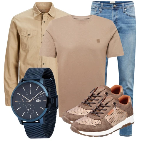 Beige/Grün Hemd Jack & Jones kombinieren