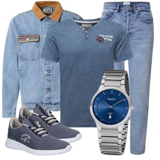 Outfit mit HellBlau/Blau Mom Jean/High Waist Jeans/Girlfriend Jeans/Dad Jeans/Tapered-Jeans/Boyfriend Jean/Cropped Jeans/Vintage Jeans/Jeans mit Schlitz/Winterjacke DAN FOX APPAREL "Praktischer Look"