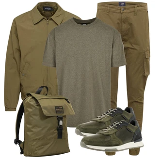 Strick Outfit mit Grau Lederjacke Urban Classics "Praktischer Look"