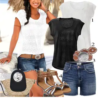 outfit mit Temno Modra/Svetlo Modra/Modra Kratke hlače velike velikosti/Majica Only "Priložnostna oblačila"