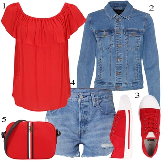 Outfit sa Crvena Dodatak/Ležerna majica/Tenisica JANA "Zimski outfit"