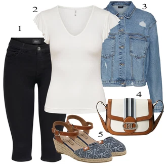 Outfit s Černá/Tmavě modrá Cyklistická Kalhoty/Džínové Legíny/Push up Kalhoty/Capri kalhoty/Jeggings/3/4 Kalhoty Only "Letní Outfit"