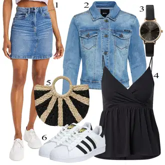 Outfit sa Plava Traper Suknja Sisters Point "Ljetni outfiti"