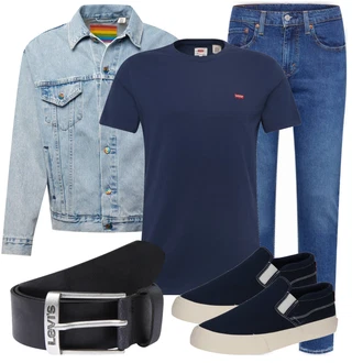 Outfit mit Blau/DunkelBlau/HellBlau Damen 7/8-Länge Jeans/Sportschuhe/Dad Jeans/Regular-Fit Jeans/Formelles Hemd/Schlupfjeans/Leder Schuhe/Tapered-Jeans/Thermojeans/Herren Lederjacke/Vintage Jeans/Winterjacke/Unkategorisiert levi's ® "Street Style Outfit"