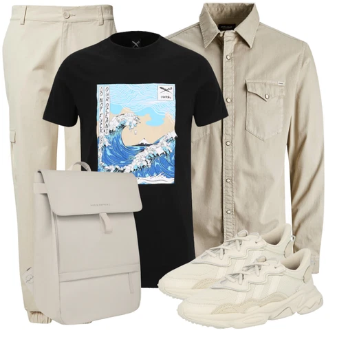Khaki/Beige Cargohose/Cargo-Jogginghose/Musselin Hose/Boyfriend Hose/Carpenter Hose/Twill Hose/Zip Off Hose DAN FOX APPAREL kombinieren