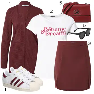 Outfit sa Crvena/Tamnocrvena/Vinski Crveno/Smeđa Mini Suknja/Teniska Suknja/Koledž Suknja Missguided "Zimski outfit"