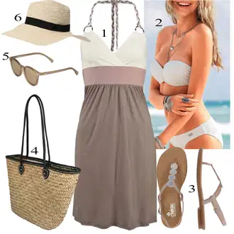 Outfit s Bílá/Béžová/Khaki Balconette/Women's Lingerie & Swimwear/S Kosticemi/Balconette-bikini/Bandeau Bikin/Push-up bikini Buffalo "Letní Outfit"