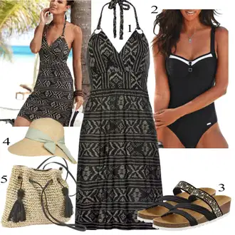 Outfit s Černá/Béžová/Krémová Letní Bota/Pohodlný Sandál/Sandál se třpytkami Lascana "Letní Outfit"
