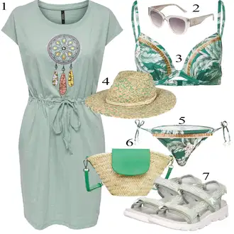 Punije Outfit sa Tirkizna/Svjetlozelena/Zeleno Haljina/Haljina Veći Broj/Tunika Only "Ljetni outfiti"