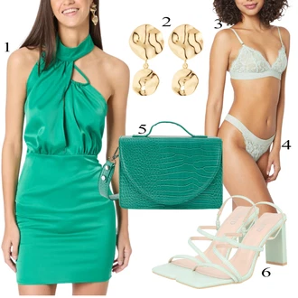Outfit sa Zeleno/Tirkizna/Tamnozelena Haljina za ured/Haljina na jedno rame/Haljina sa halterima/Haljina S Visokim Ovratnikom/Jednobojna misspap "Ljetni outfiti"