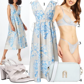 Outfit s Světle modrá/Modrá Plážové Šaty/Dlouhé Letní Šaty/Maxi Šaty/Šaty S Potiskem/Občanské šaty/Společenské šaty pro hosta SECOND FEMALE "Letní volnočasový outfit"