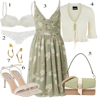 Svatba Outfit s Bílá/Béžová/Růžová/Krémová Angora Prádlo/Brazilské Kalhotky/Klasické Kalhotky/Průsvitná kalhotka/Tanga/Kalhotky/Průhledná kalhotka/Spodní Kalhotky Lascana "Outfit na léto"Look: Bar, Matriční Úřad, Koncert, Předsvatební, Svatba
