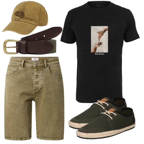DunkelGrün/Khaki/Grün Bermuda/Jeans Short/Musselin Shorts/Kurze Hose trapp kombinieren