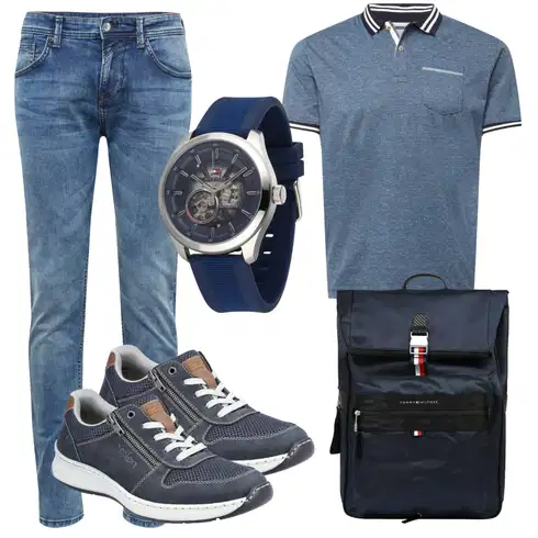 Schwarz Rucksack Tommy Hilfiger kombinieren mit Blau/Hellblau/Grau Thermojeans/Tapered-Jeans/Leder Schuhe/Schlupfjeans/Slim Fit Jeans/Damen 7/8-Länge Jeans/Winterjacke/Herren Lederjacke/Jeans mit Schlitz/Sportschuhe/Cropped Jeans Tom Tailor Denim