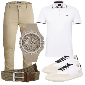 Sommer Outfits Große Größen mit Weiß/Creme/Schwarz Bluse Große Größe/Shirt & Top Große Größe/Poloshirt Jack & Jones "Alltagsoutfit"