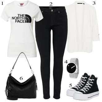 Outfit s Šedá Neformální tričko The North Face "Letní vzhled pro módní ženy"