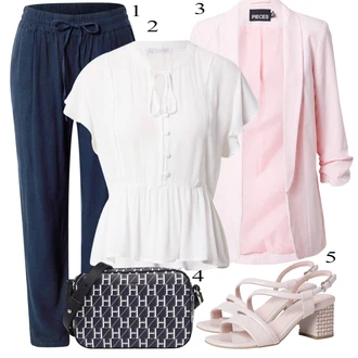 Outfit s Černá Látková Kalhoty VERO MODA "Outfit na léto"