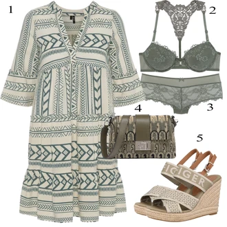 Outfit s ?edá/Bé?ová/Zelená/Tmav? zelená/Khaki/Sv?tle zelená Angora Prádlo/Spodní Kalhotky/Klasické Kalhotky/Pr?svitná kalhotka/Tanga/Kalhotky/Brazilské Kalhotky/Pr?hledná kalhotka Lascana "Letní Outfit"