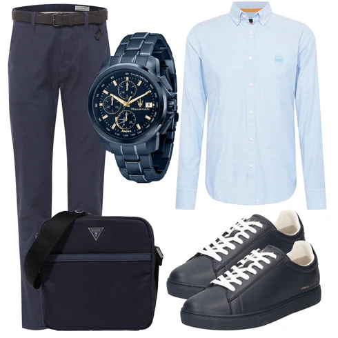 Dunkelblau/Hellblau/Blau Slim Hose/Business Hose/Musselin Hose/FunktionsHose/AnzugHose/Twill Hose/Gerade Hose/FreizeitHose Tom Tailor Denim kombinieren