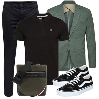 Sommer Outfit mit Schwarz/Creme/Weiß Sommer Sneaker/Turnschuh ohne Schnürsenkel/Sneaker Low/Skateschuh/Canvas-Sneaker/Schmaler Sneaker/Vintage Sneaker Vans "Casual Business Outfit"