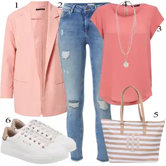 Elegantan Outfit sa Pink/Narandžasta Bluza Kratkih Rukava/Bluza Vrh/Klasična tunika/Kožna jakna za muškarce/Tunika Kratkih Rukava/Slip-on Bluza/Jednobojna Bluza/Tunika Majica Only "Ljetni outfiti"Look: Stil, Prekrasan, Besprijekorno, cool, Za Kuću, Elegantan