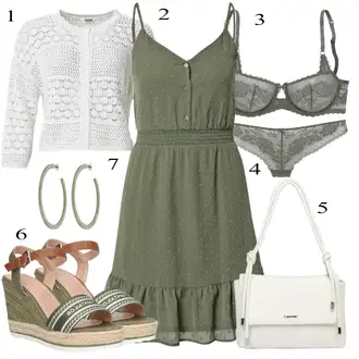 Punije Outfit sa Tamnozelena/Zeleno Haljina Veći Broj/Haljina About You "Ljetni outfiti"