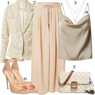 Outfit s Růžová/Béžová/Modrá Široká Kalhoty VERO MODA "Outfit na léto"