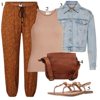 Outfit s Hnědá Žabka na podpatku Tamaris "Ležérní Outfits"