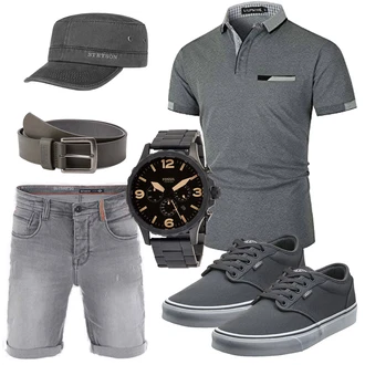 Sommer Outfits Coole mit Grau/Schwarz Unkategorisiert Stetson "Freizeit Outfit"Look: Metal, Militär, Coole, Rap