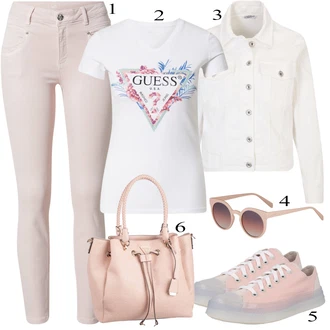 Outfit s Pastelové barvy Kožená bunda Oui "Ležérní Outfits"