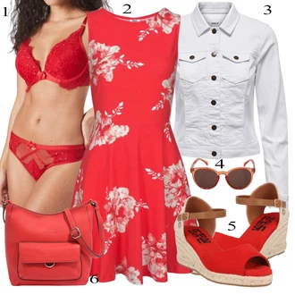 Outfity pro zábavu Květinová Moc s Červená/Růžová Květinové Šaty/Šaty S Potiskem/Žerzejové Šaty/Tričkové šaty/Občanské šaty/Tunikové šaty BEACH TIME "Ležérní Outfits"