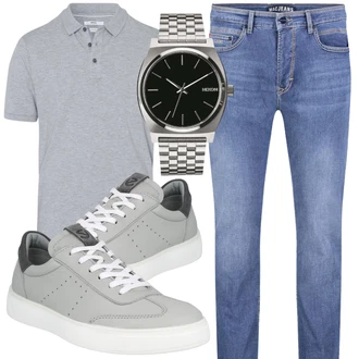 Outfit mit Blau Schlaghose/Jeans MAC "Lässiger Freizeit Look"