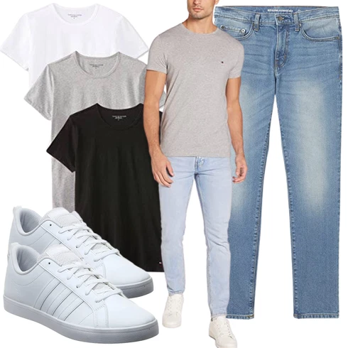 Grau T-Shirt Tommy Hilfiger kombinieren mit Grau Trachtenmode Adidas