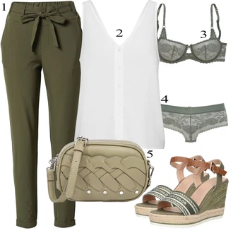 Zapínání na knoflíky Outfit s Bílá/Zlatý/Béžová Tričko & Top Pánské boty/Jednoduchý top/Top Se Špagetovými Ramínky Edited "Letní Outfit"