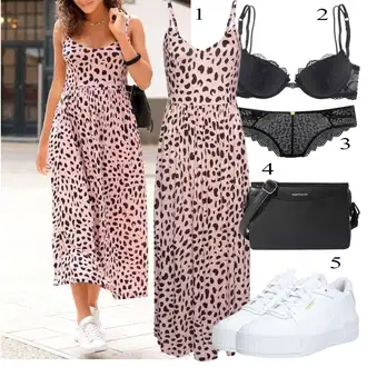 Outfit sa Crna/Pink/Siva/Tamnosiva Klasične Gaćice/Brazilski Slip/Gaćica & tanga/Podvezica/Gaćice/Gaćice bez prepona/Futrola za Suknju JETTE "Ljetni outfiti"