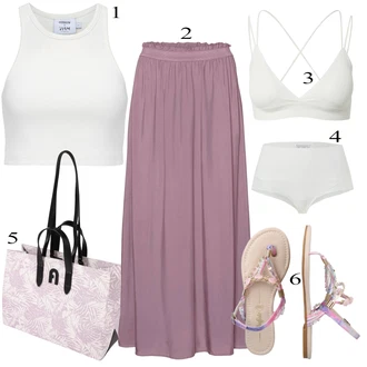 Outfit s Bílá/Béžová Angora Prádlo/Spodní kalhotky/Formující Kalhotky/Tanga/Shapewear klouž/Klasické kalhotky/Slip S Nízkým Pasem/Průhledná kalhotka/Brazilské Kalhotky MAGIC Bodyfashion "Letní Outfit"